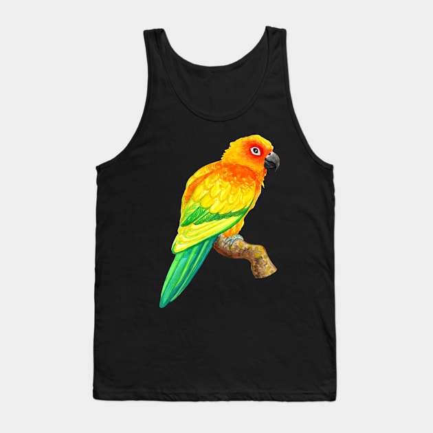 Sun Conure Parrot Watercolor Tank Top by IvyLilyArt
